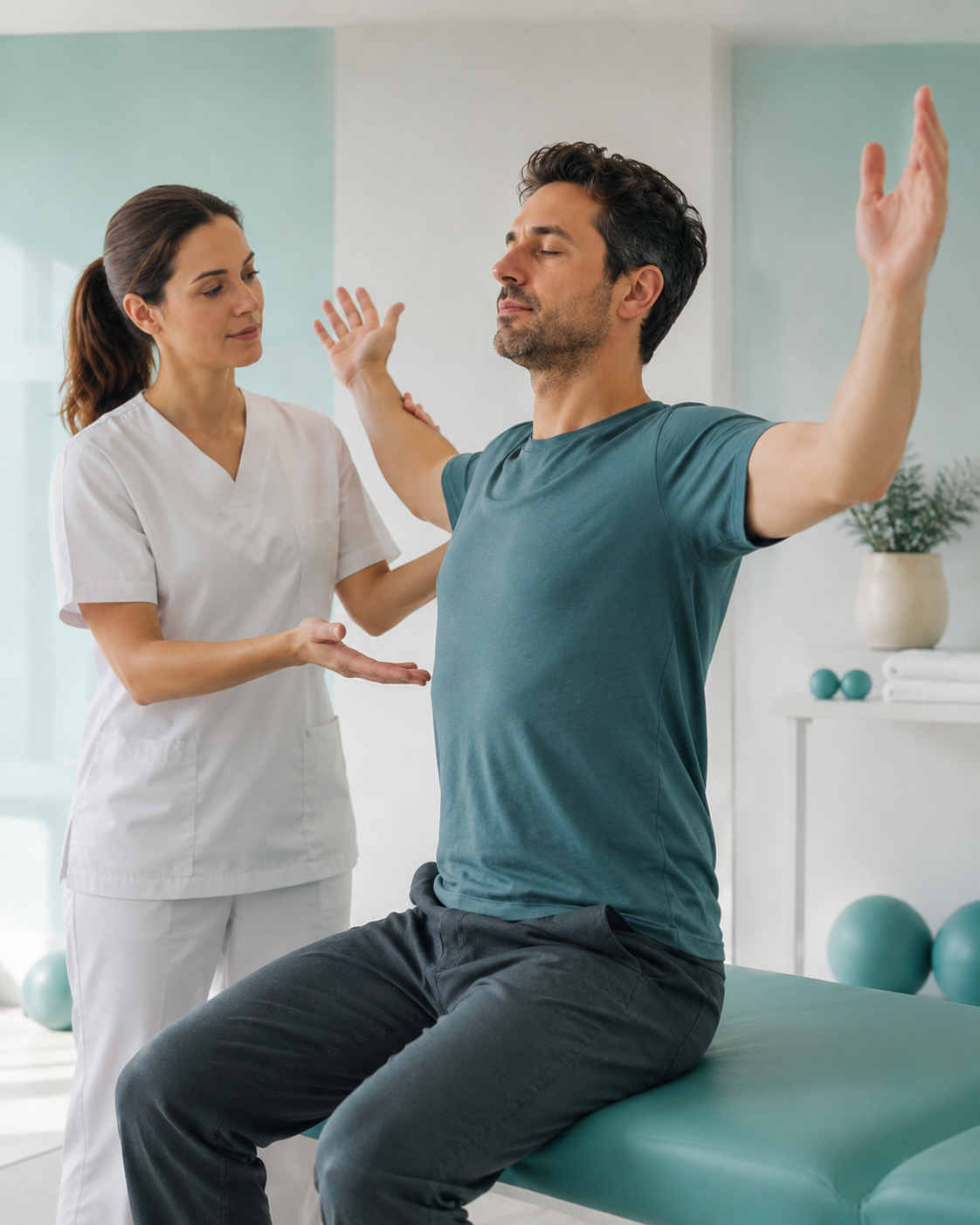 Séance de kinésithérapie respiratoire au NovaCare Center